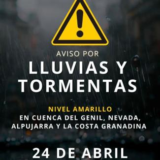 ⚠️ Aviso amarillo por lluvias y tormentas  
  
Informamos a nuestros vecinos y vecinas de que se ha activado el aviso amarillo por lluvias y tormen...