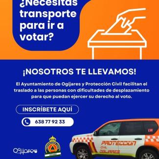 🗳️ En Ogíjares, nadie se queda sin votar  
  
El Ayuntamiento de Ogíjares, junto a Protección Civil, pone en marcha un servicio de traslado para ay...
