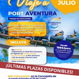 🎢✨ VIAJE A PORT AVENTURA ¡ÚLTIMAS PLAZAS!   
  
📅 11 y 12 de julio   
📍 Organiza: Concejalía de Juventud de Ogíjares  
  
Un viaje repleto de a...