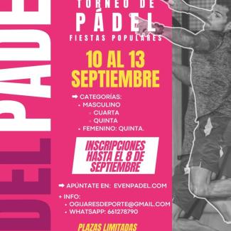 🎾 Abiertas las inscripciones para el Torneo Fiestas Populares Villa de Ogíjares 2026.  
  
Del 10 al 13 de septiembre, el Polideportivo Municipal ...
