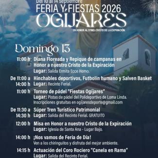 Tradición, convivencia y fiesta se unen este domingo en Ogíjares.  
  
El día estará marcado por la misa y la Magna Procesión del Santísimo Cristo ...