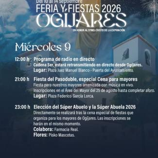 🎉 Ogíjares empieza a vivir sus Fiestas Populares 2026 con una jornada dedicada especialmente a nuestros mayores.  
  
A las 12:00 horas, Cadena SE...