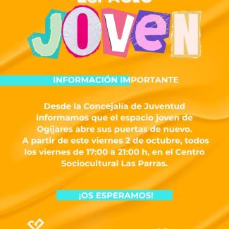 🎮 El Espacio Joven de Ogíjares vuelve a Ogíjares  
  
A partir de mañana, viernes 2 de octubre, nos vemos todos los viernes de 17:00 a 21:00 h en ...