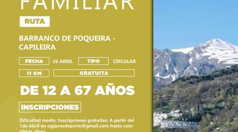 🌿 Jornada de senderismo: Barranco de Poqueira – Capileira  
  
📅 Domingo 26 de abril  
  
El Patronato Municipal de Deportes organiza una ruta de...