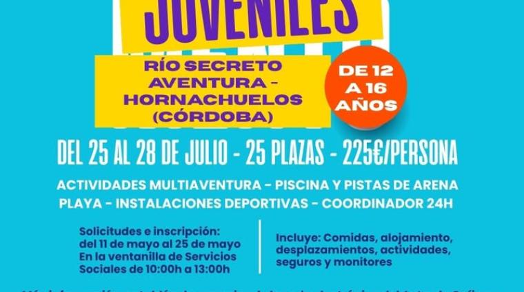 🌞 CAMPAMENTOS DE VERANO JUVENILES EN OGÍJARES ¡Vive tu mejor verano!  
  
📍 Lugar: Río Secreto Aventura – Hornachuelos (Córdoba)  
👥 Edad: de 12...