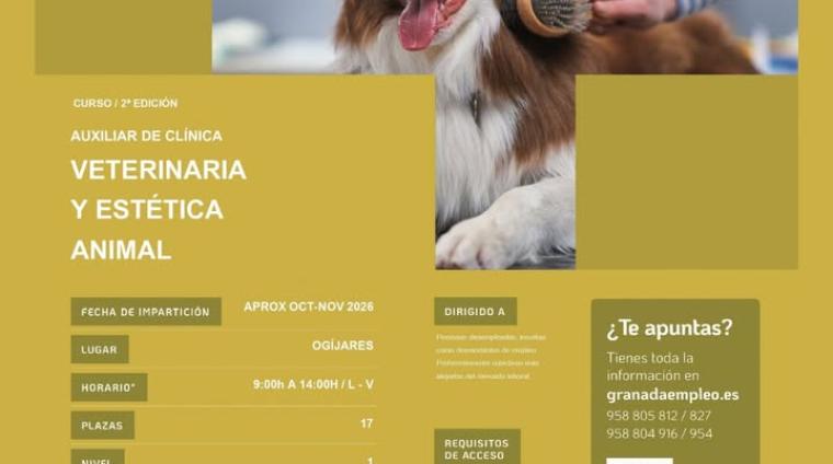 🐾 ¿Te gustaría formarte para trabajar en el cuidado y la atención de animales?  
  
Granada Empleo Plus pone en marcha en Ogíjares la segunda edic...